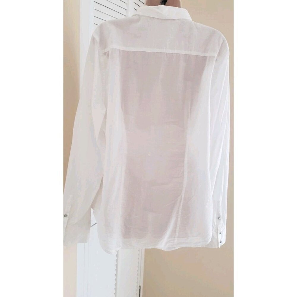 TWO BY VINCE CAMUTO WHITE LONG SLEEVE BUTTON DOWN BLOUSE SHIRT XLARGE - Picture 5 of 7